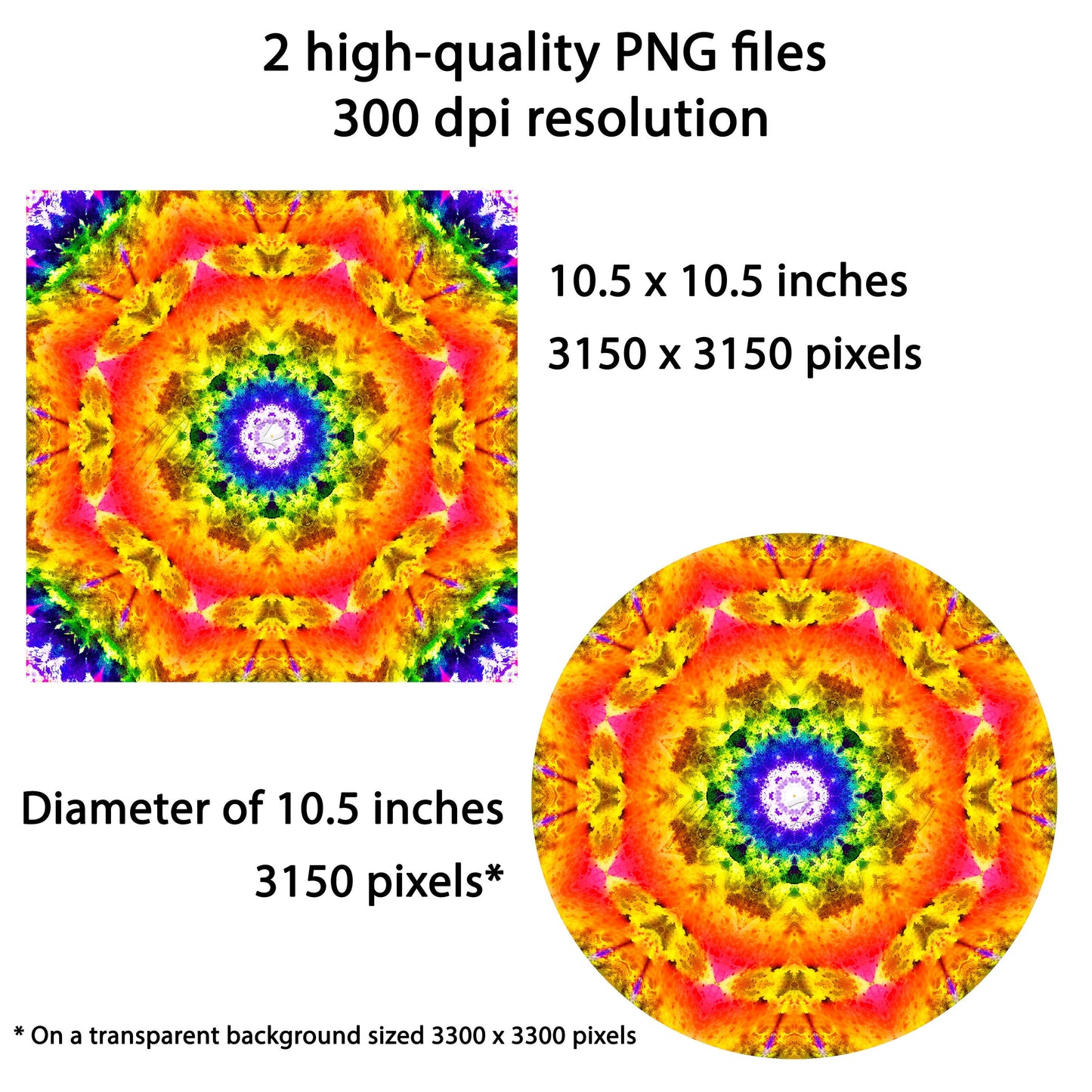 Orange Mandala Wind Spinner Sublimation Design Digital Download