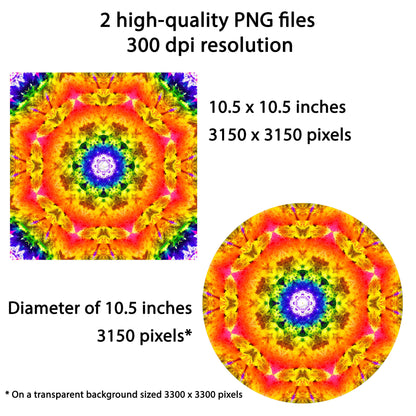 Orange Mandala Wind Spinner Sublimation Design Digital Download