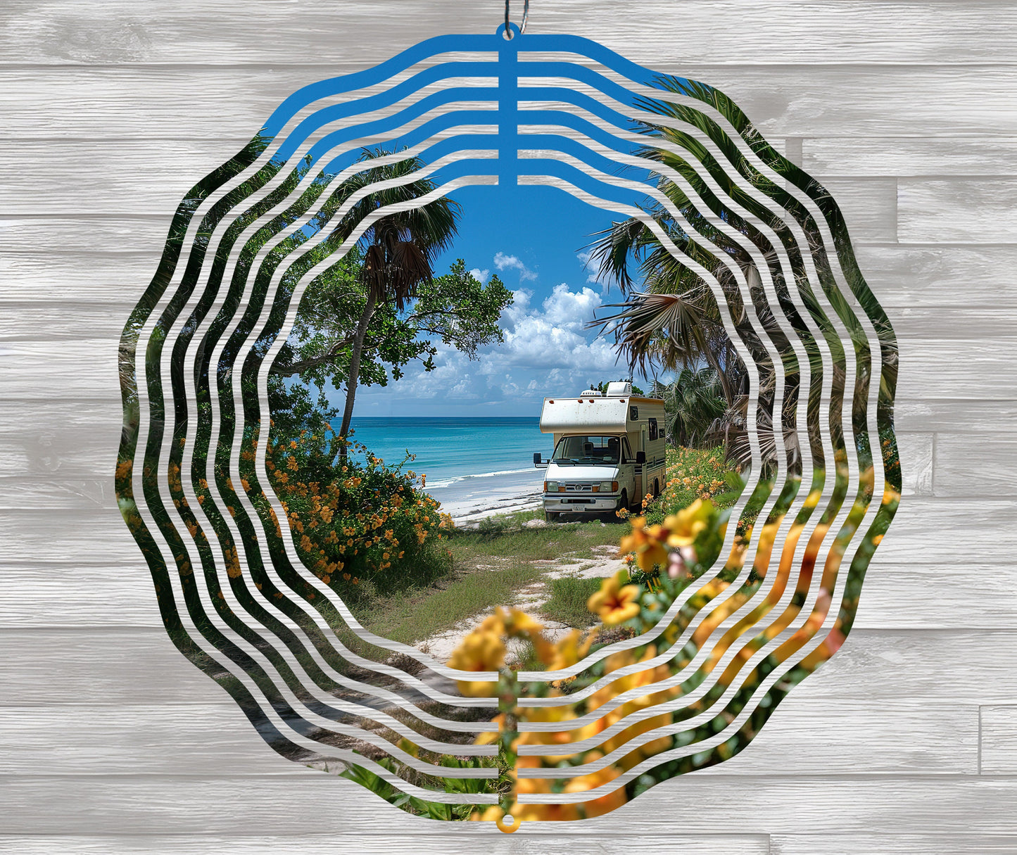 Printable Camping Wind Spinner Sublimation Design PNG