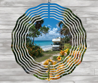Printable Camping Wind Spinner Sublimation Design PNG