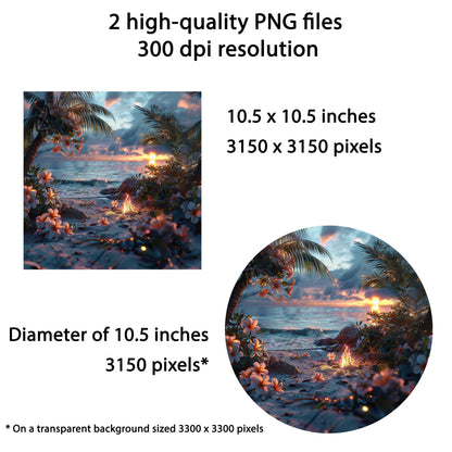 Beach Sunset Wind Spinner Sublimation Design, PNG Download