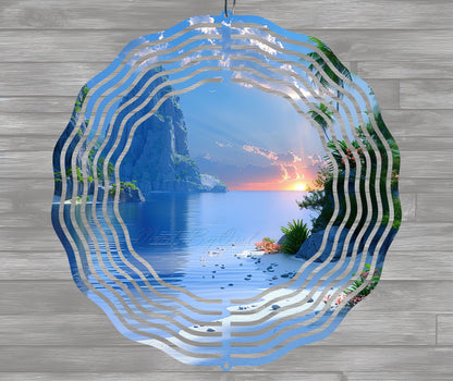 Ocean Sunset Wind Spinner Design – Sublimation PNG Download