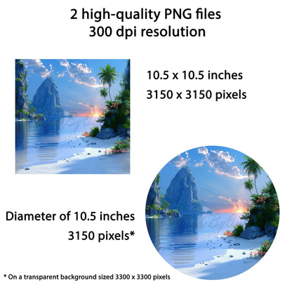 Ocean Sunset Wind Spinner Design – Sublimation PNG Download