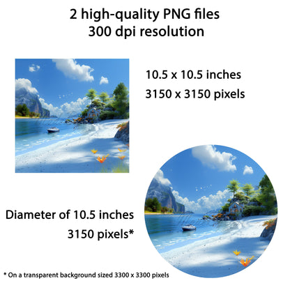 Coastal Wind Spinner Sublimation Design Instant Download PNG