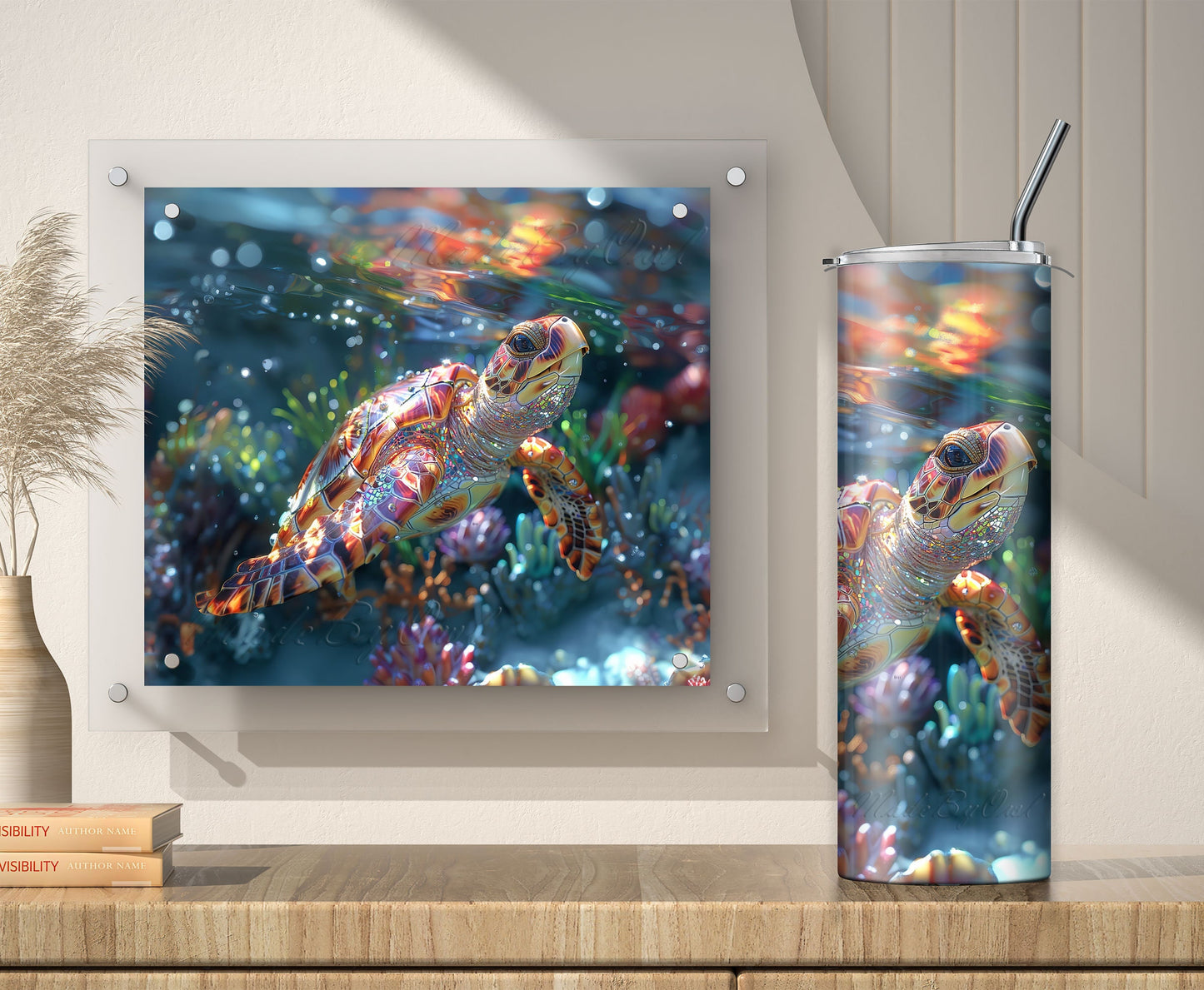 Sea Turtle Tumbler Wrap, Sublimation Design PNG