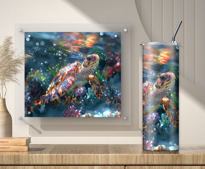 Sea Turtle Tumbler Wrap, Sublimation Design PNG