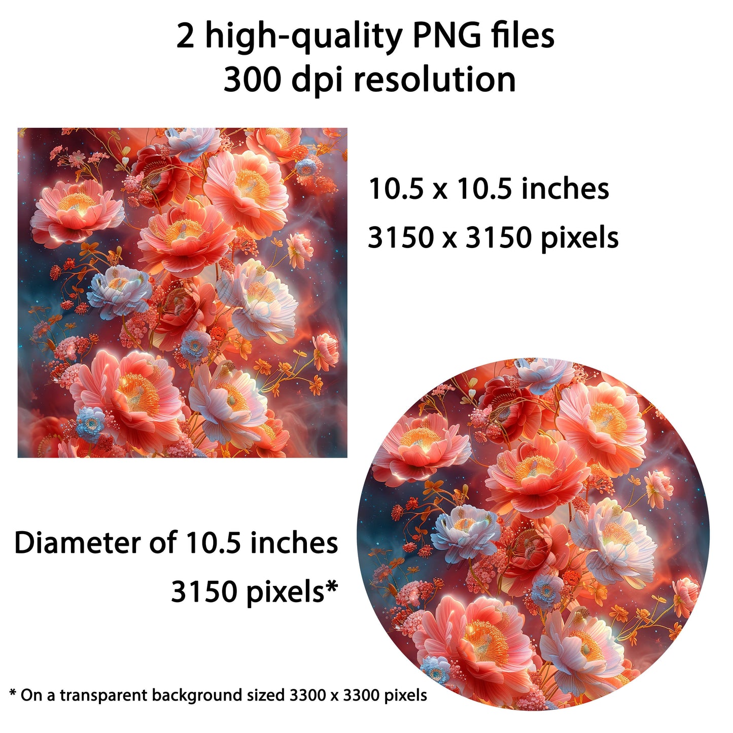 Sublimation Design: Bright Flowers Wind Spinner – PNG