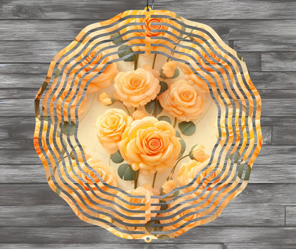 3D Yellow Roses Wind Spinner Sublimation Design, PNG Download