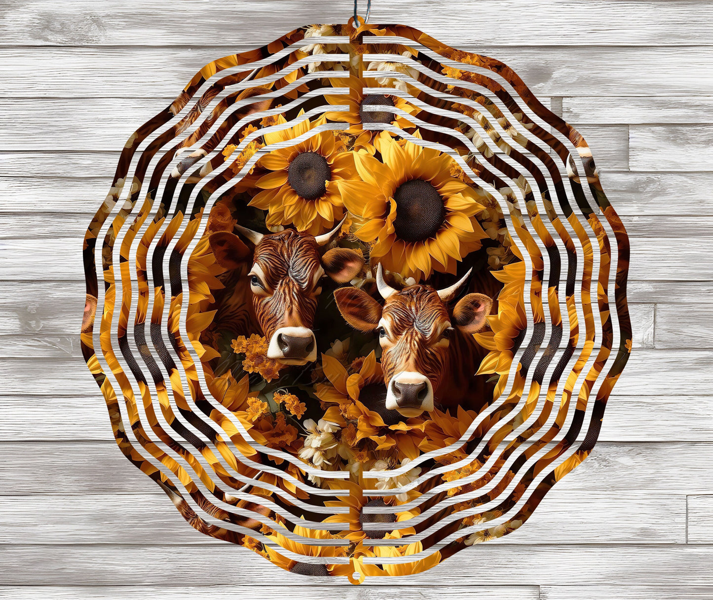 3D Sunflowers and Cows Wind Spinner Sublimation Design
