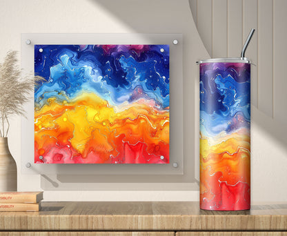 Rainbow Tumbler Wrap PNG, Alcohol Ink 20oz Tumbler Sublimation Design