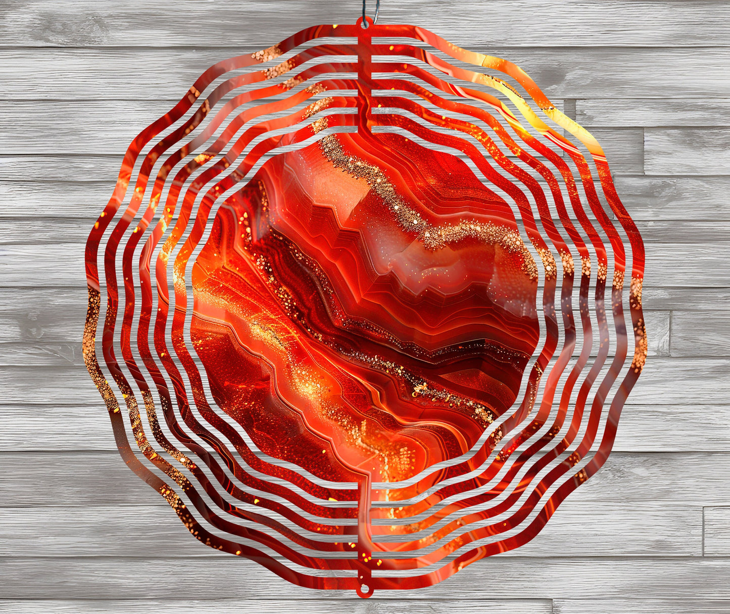 3D Red Gold Geode Wind Spinner Sublimation Design Download