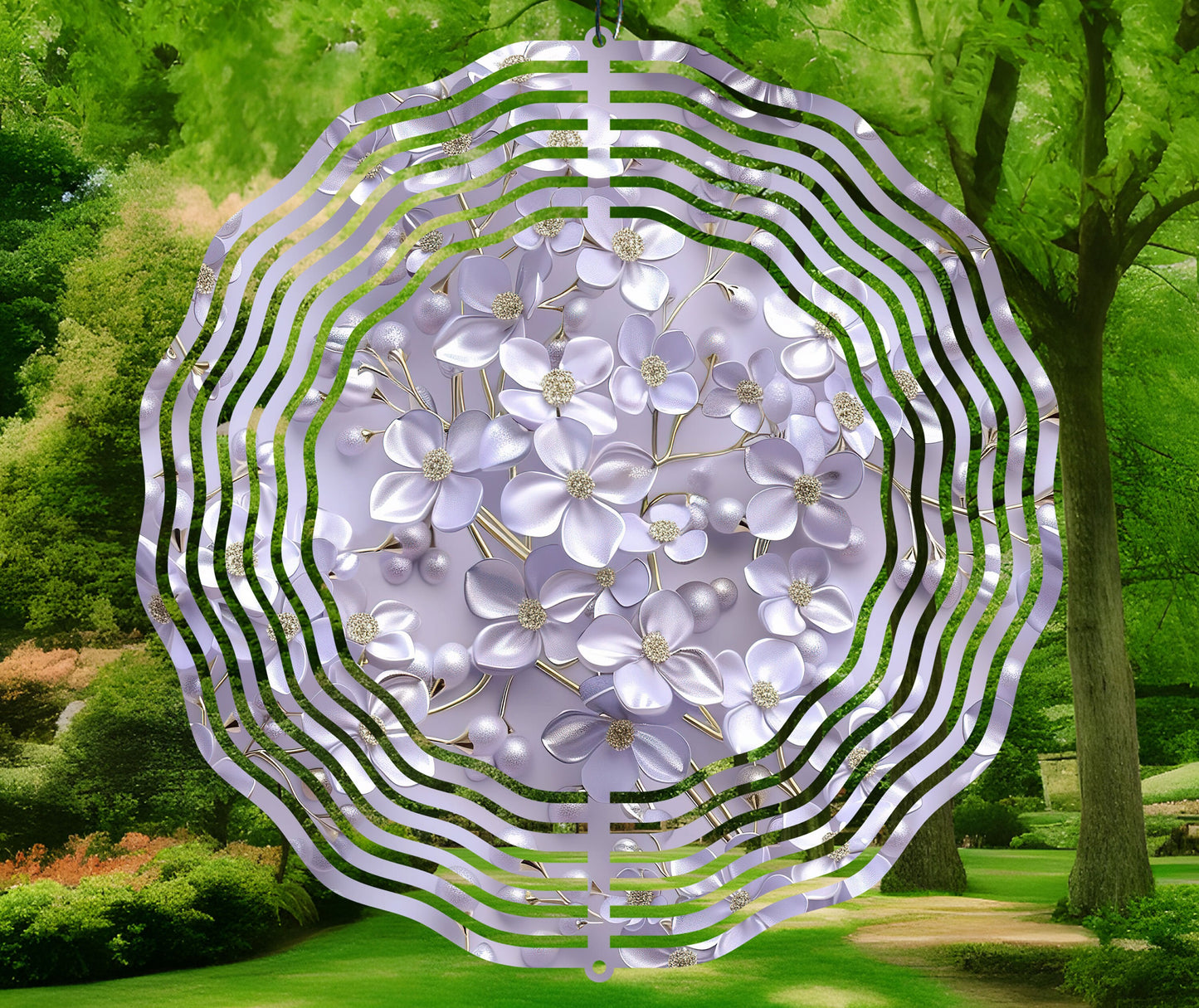 3D Lilac Flowers Wind Spinner Sublimation Design - PNG Download