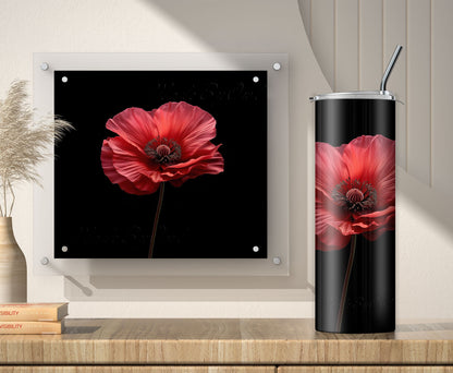 Red Poppy Floral Tumbler Wrap, 20oz Tumbler PNG Sublimation Design