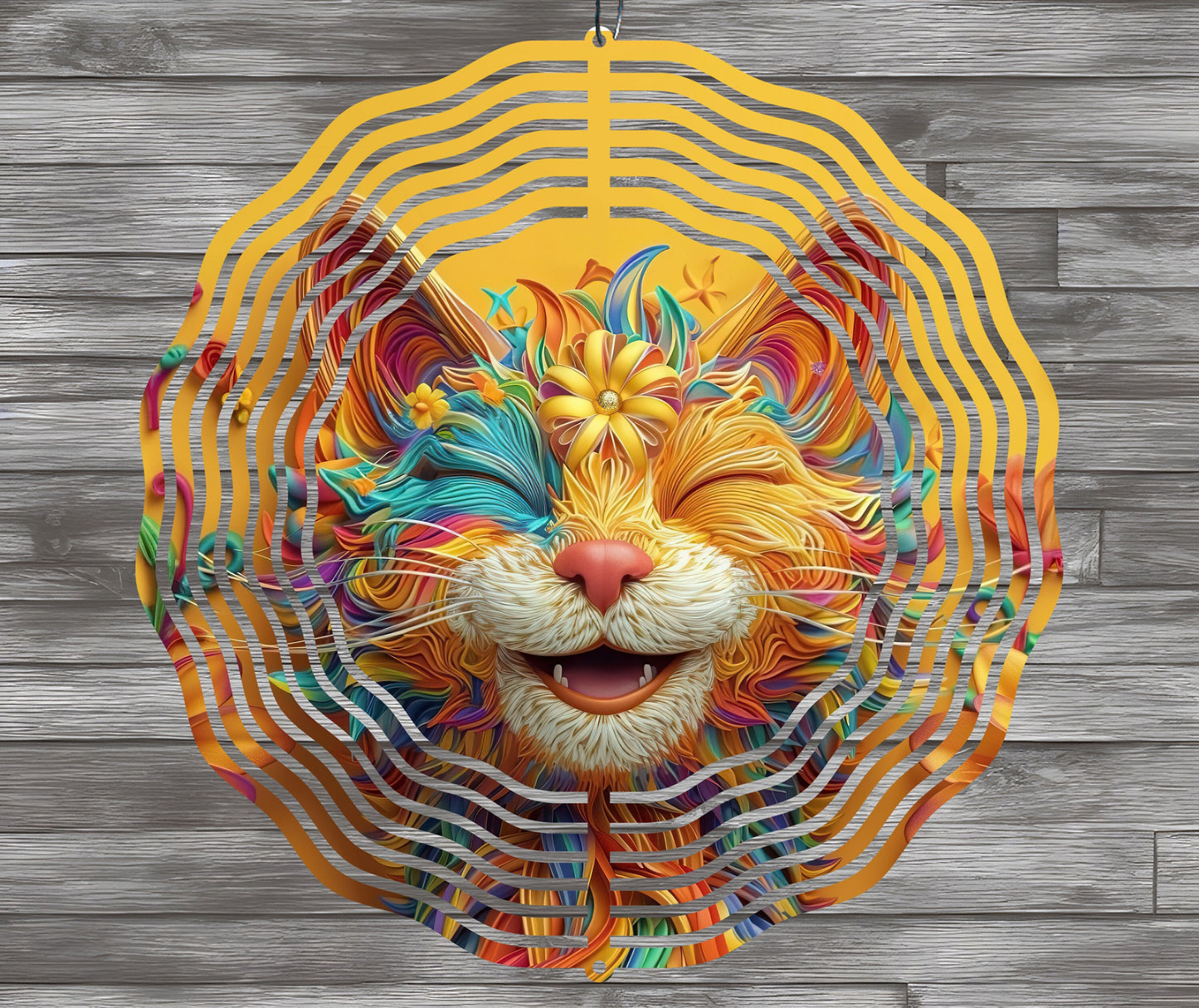 3D Smiling Cat Wind Spinner Sublimation Design, PNG Download