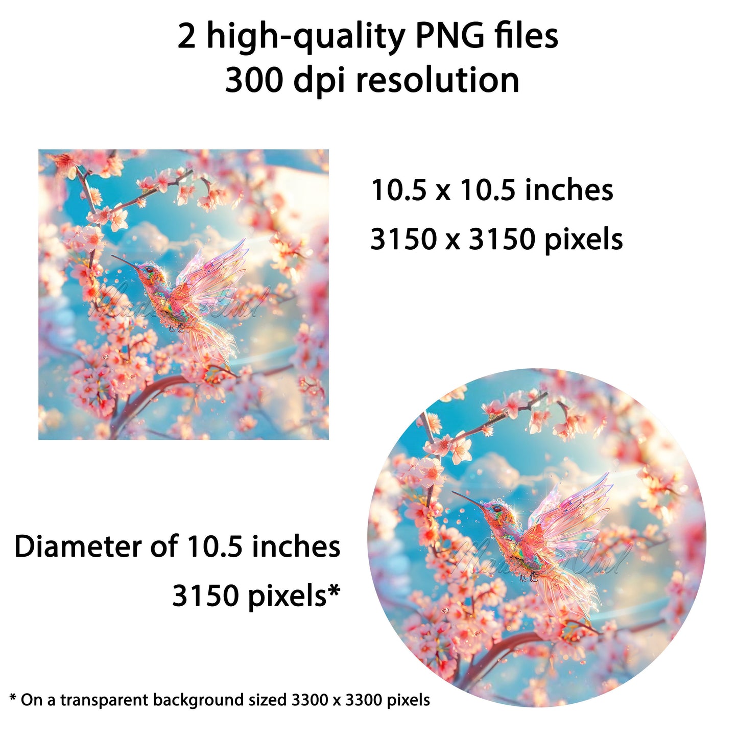 Hummingbird Wind Spinner Sublimation Design Digital Download