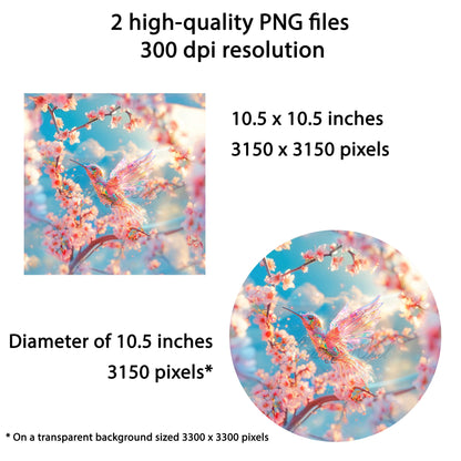 Hummingbird Wind Spinner Sublimation Design Digital Download