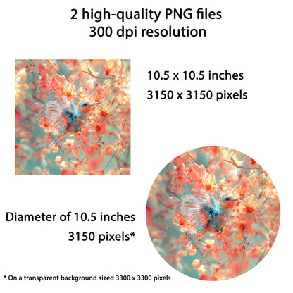 Hummingbird Wind Spinner Sublimation Design Digital Download