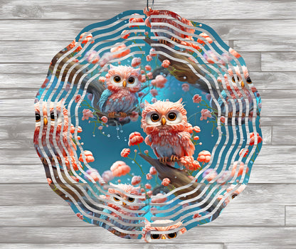 3D Owls Wind Spinner Sublimation Design - PNG Download