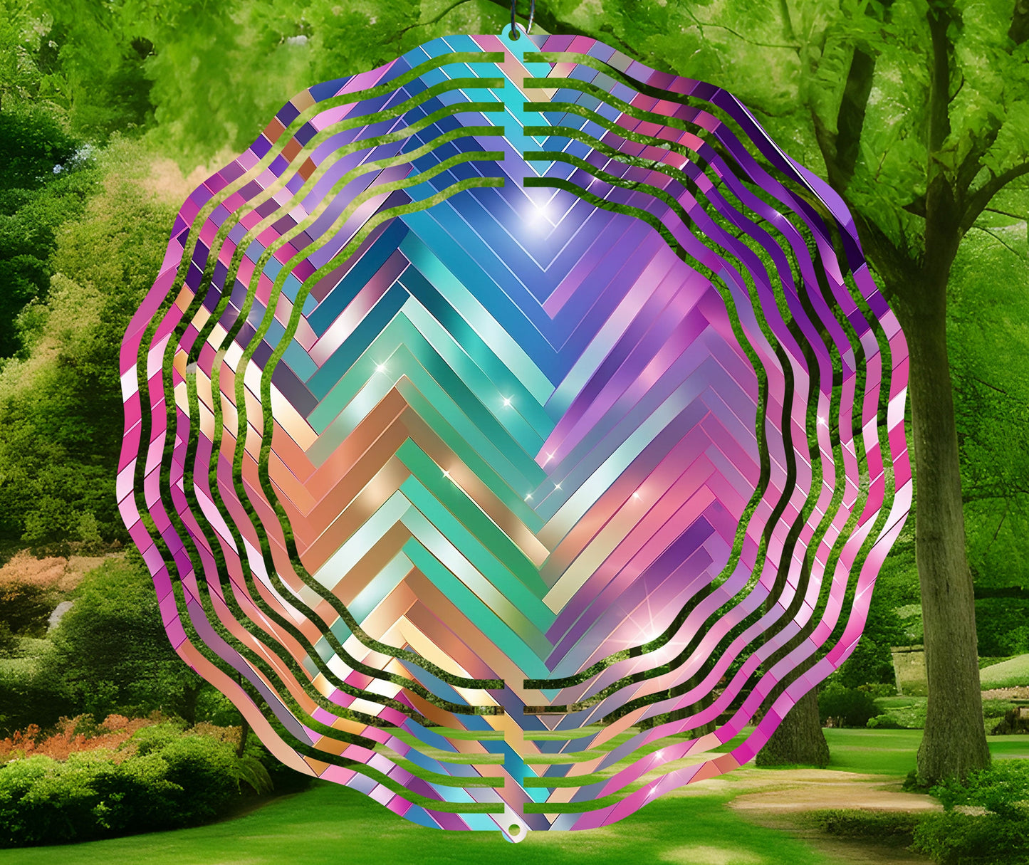Iridescent Rainbow Wind Spinner PNG Sublimation Design, Sparkly Wind Spinner, Holographic Spinner Template, Chevron PNG, Instant Download