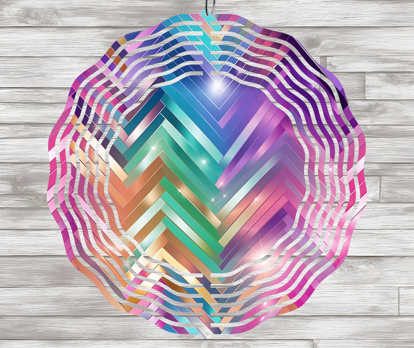 Iridescent Rainbow Wind Spinner PNG Sublimation Design, Sparkly Wind Spinner, Holographic Spinner Template, Chevron PNG, Instant Download