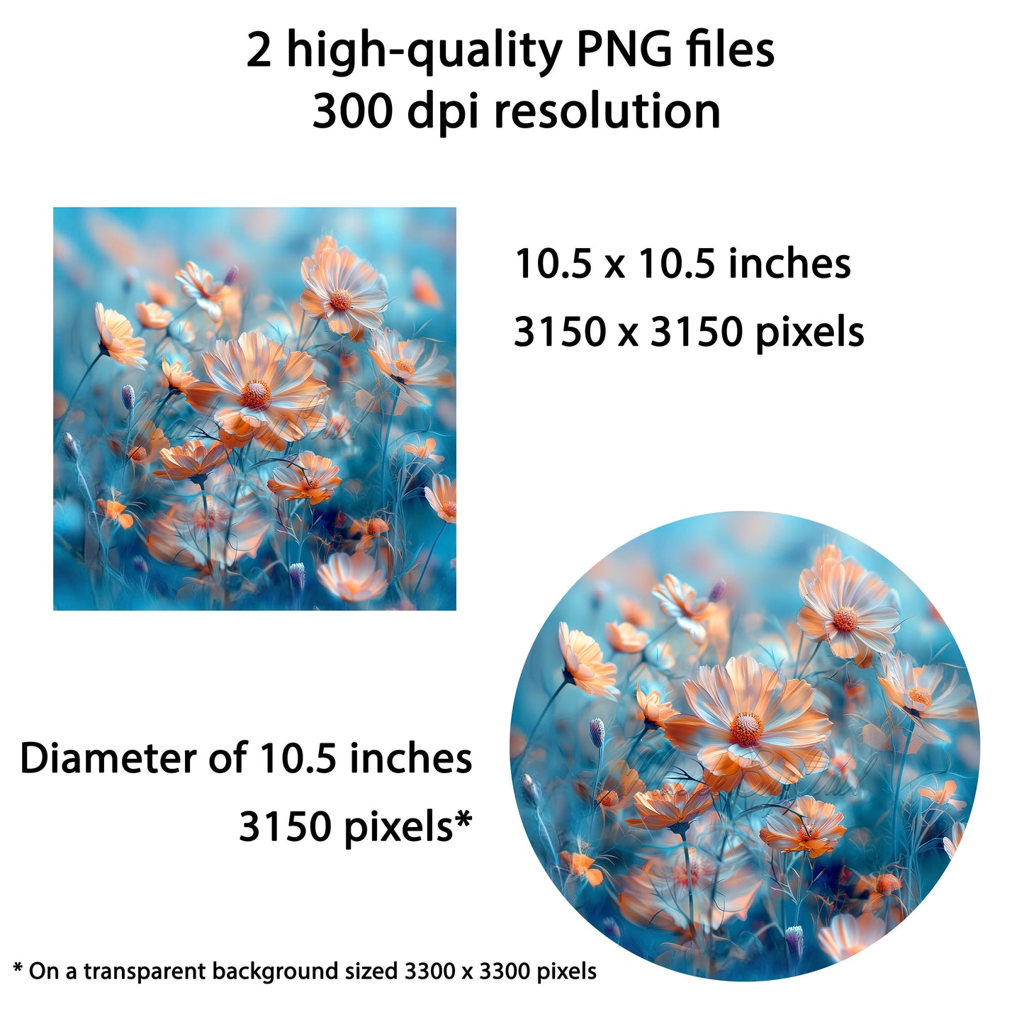 Cosmos Flower Wind Spinner Sublimation Design PNG Download