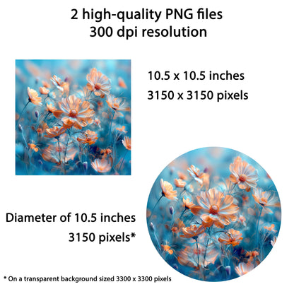 Cosmos Flower Wind Spinner Sublimation Design PNG Download