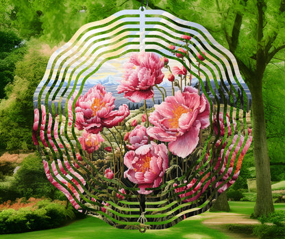 Sublimation Design: Embroidered Peonies Wind Spinner – PNG