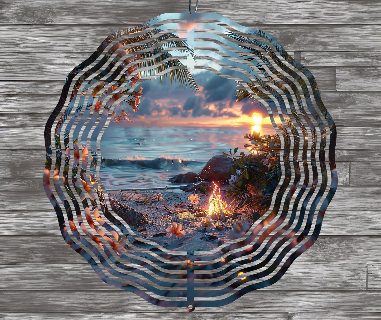 Beach Sunset Wind Spinner Sublimation Design, PNG Download