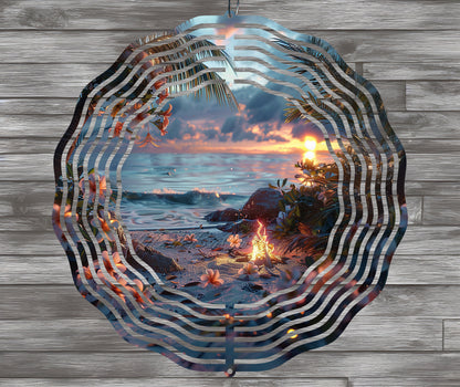 Beach Sunset Wind Spinner Sublimation Design, PNG Download
