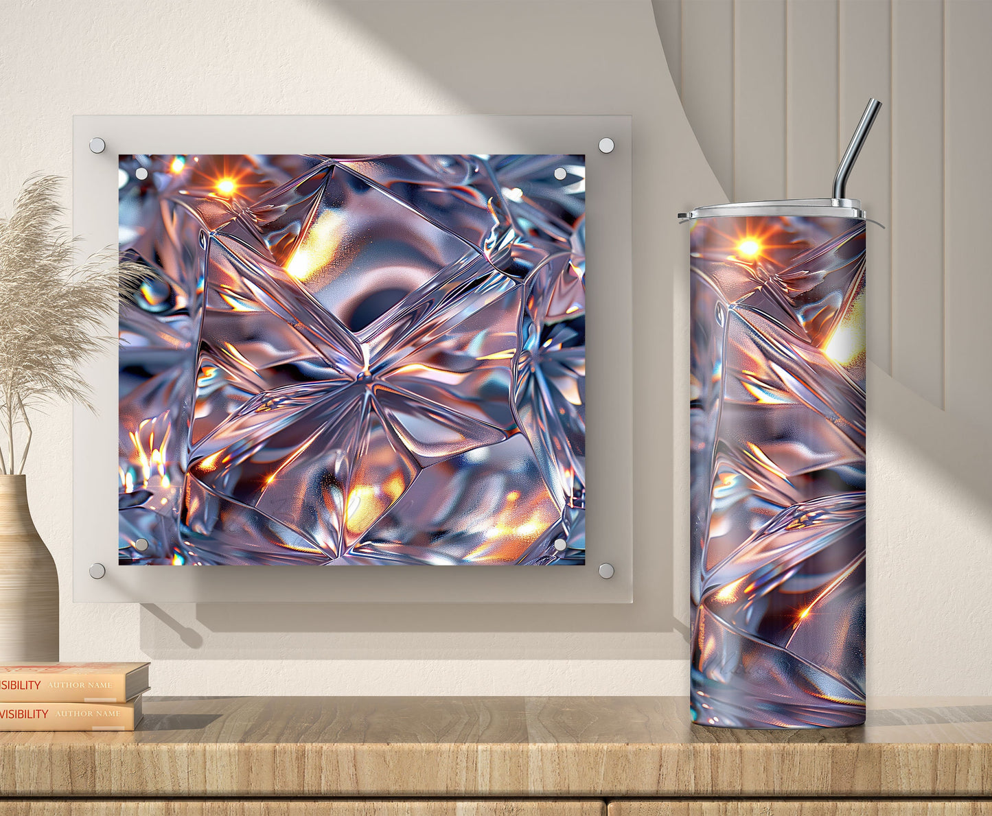 3D Crystal Tumbler Wrap Sublimation Design, 20 Oz PNG, Diamond Texture
