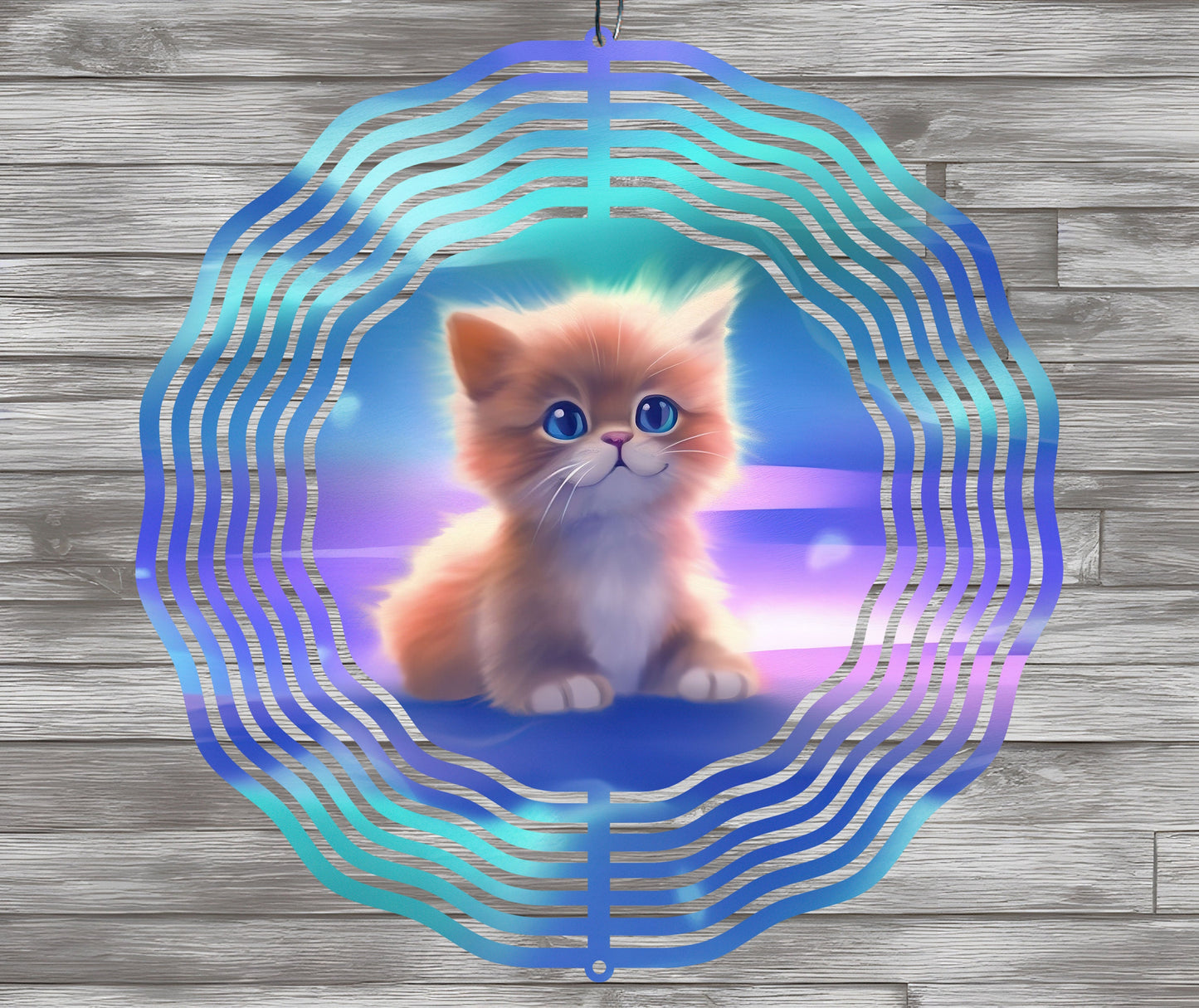 Cute Neon Kitten Wind Spinner Sublimation Design Download