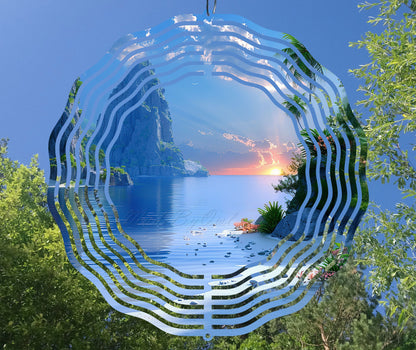 Ocean Sunset Wind Spinner Design – Sublimation PNG Download