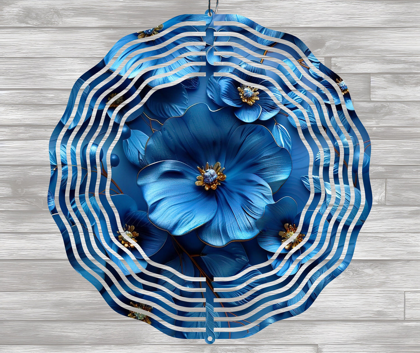 3D Blue Flower Wind Spinner Sublimation Design Download PNG