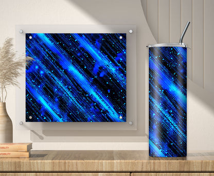 Blue Neon Tumbler Wrap Sublimation PNG, Instant Download