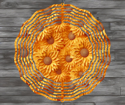 Yellow 3D Sunflowers Wind Spinner Design – Sublimation PNG Download