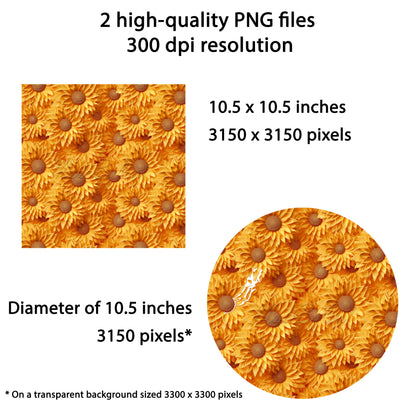 Yellow 3D Sunflowers Wind Spinner Design – Sublimation PNG Download