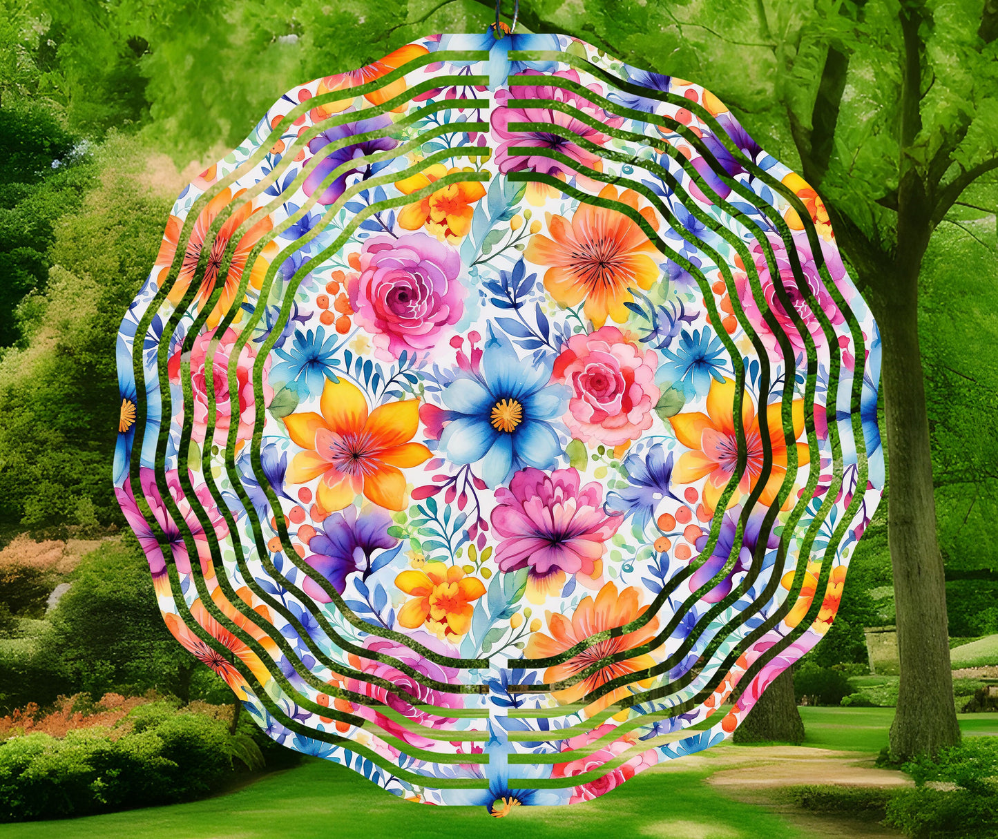 Boho Flowers Wind Spinner Sublimation Design Instant Download