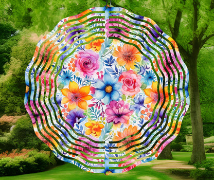 Boho Flowers Wind Spinner Sublimation Design Instant Download