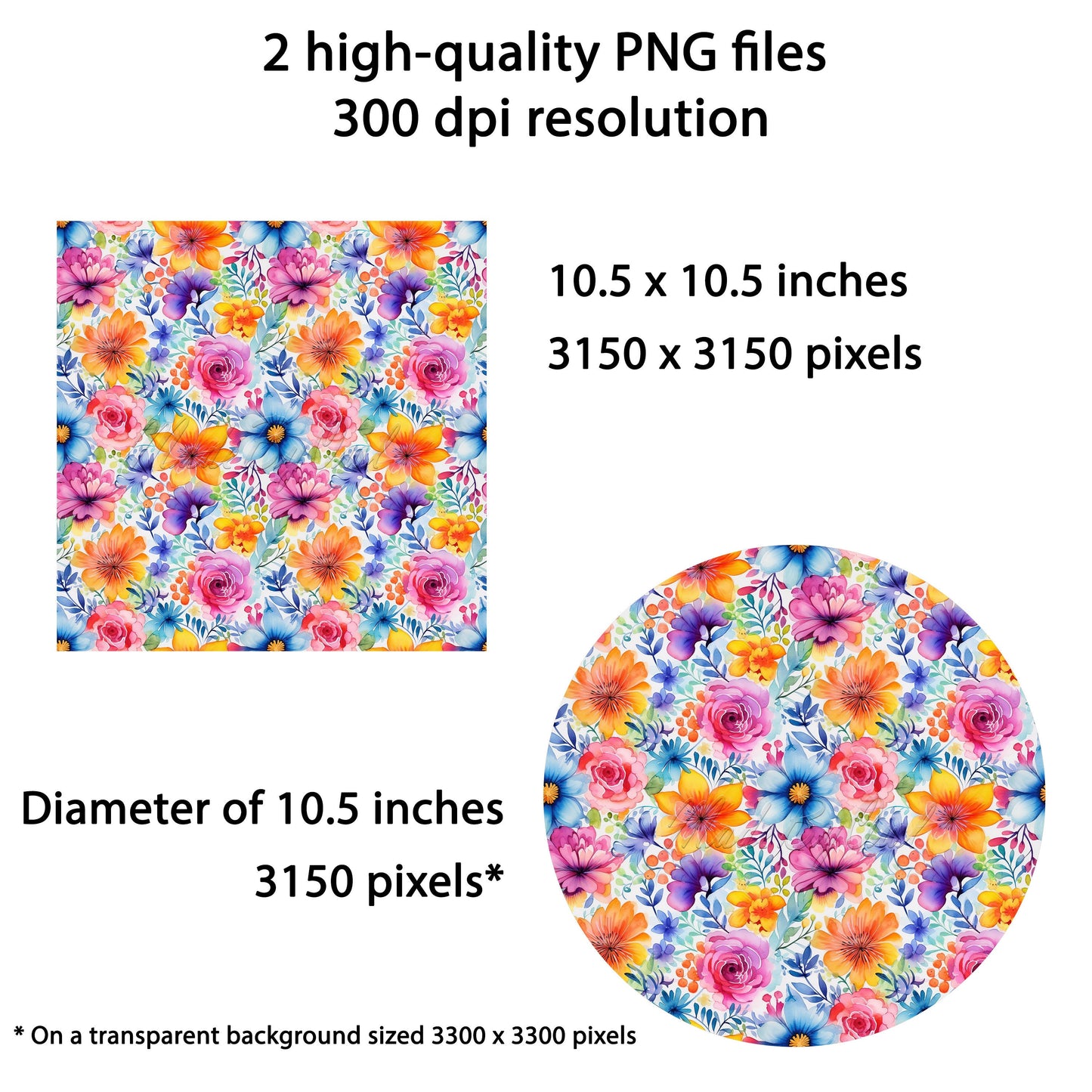 Boho Flowers Wind Spinner Sublimation Design Instant Download