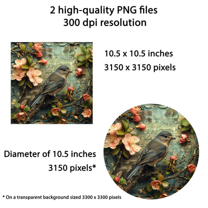 3D Bird Wind Spinner Sublimation Design, PNG Download