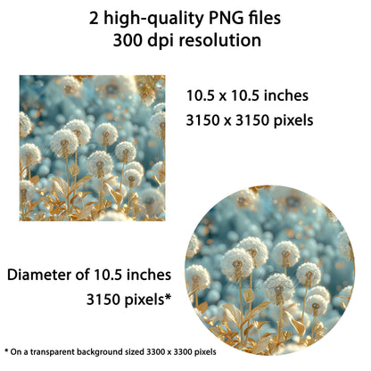 3D Dandelions Wind Spinner Sublimation Design, PNG Download