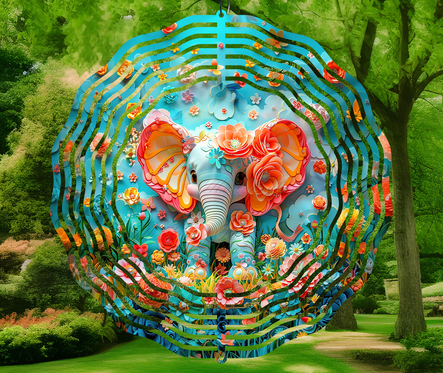 3D Baby Elephant Wind Spinner Sublimation Design, PNG