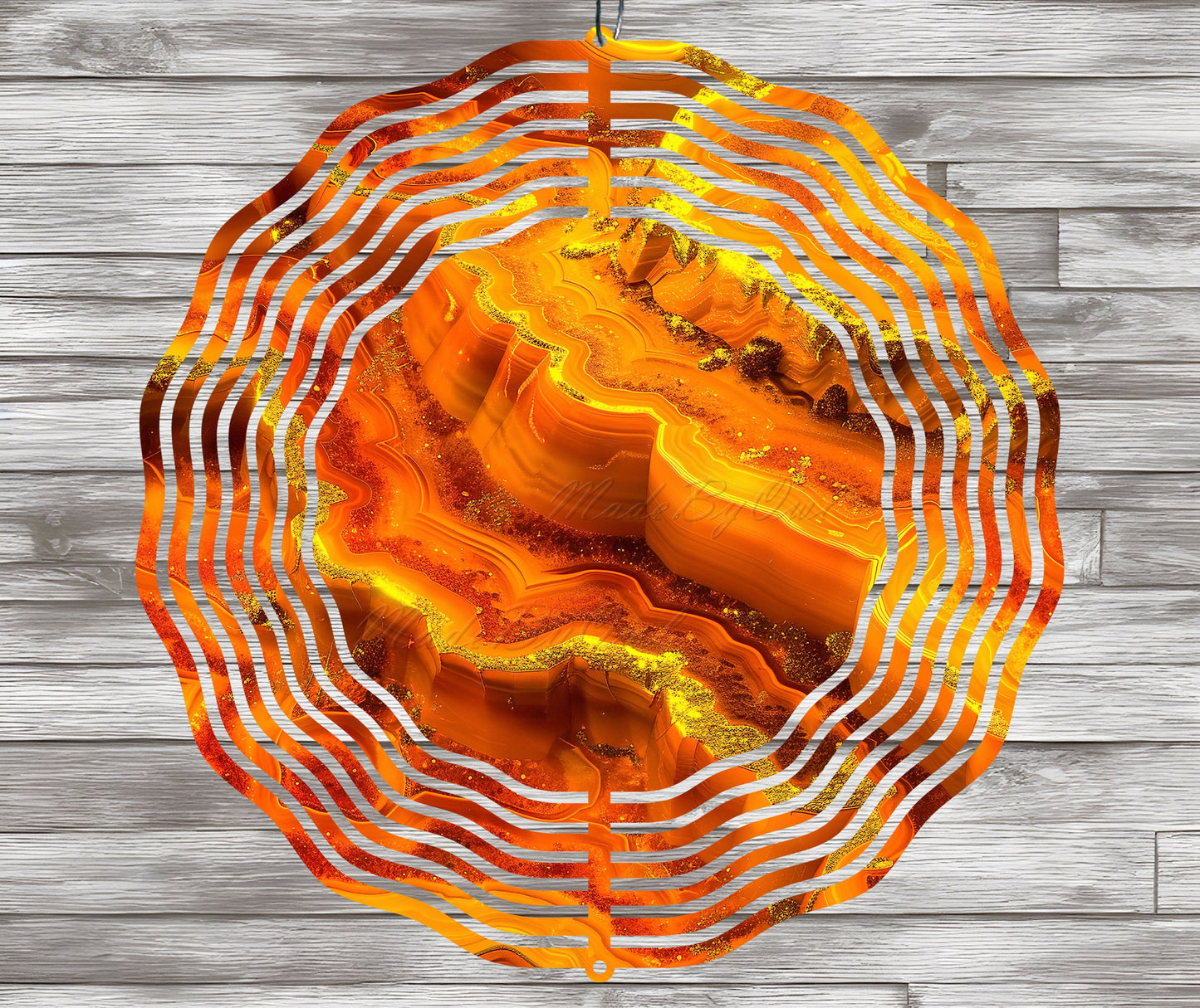 3D Gold Geode Wind Spinner Sublimation Design, PNG Download
