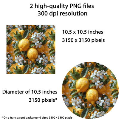 3D Lemons Wind Spinner Design - Sublimation PNG Download