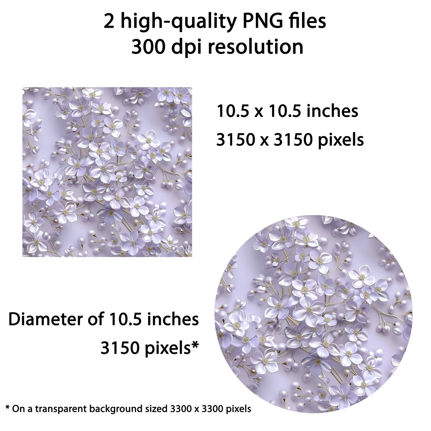 3D Lilac Flowers Wind Spinner Sublimation Design - PNG Download