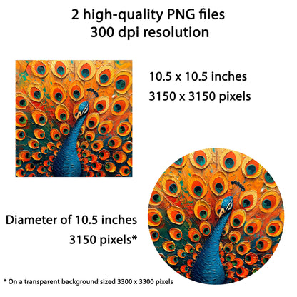 3D Peacock Wind Spinner Sublimation Design Digital Download