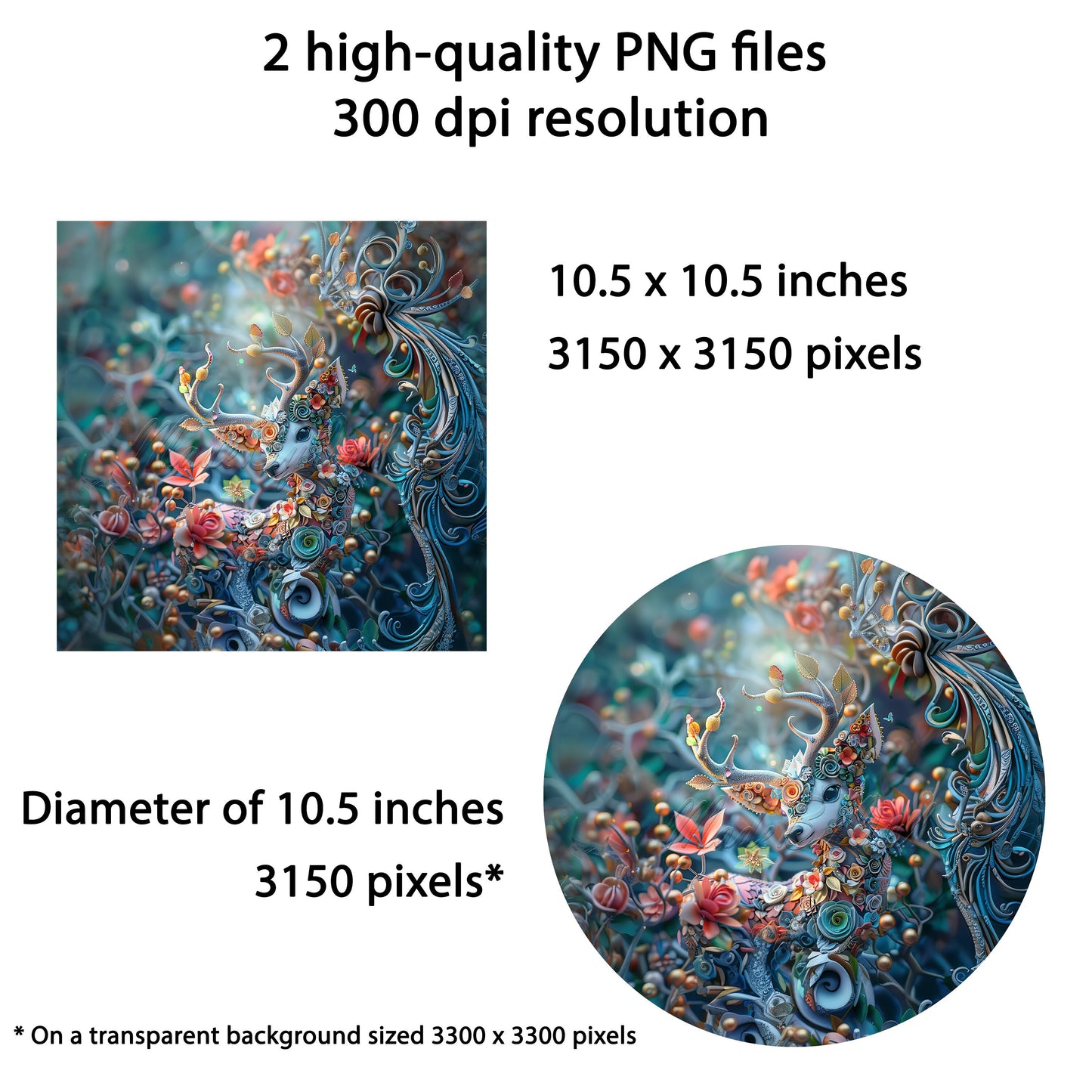 3D Deer Wind Spinner Sublimation Design, PNG Download