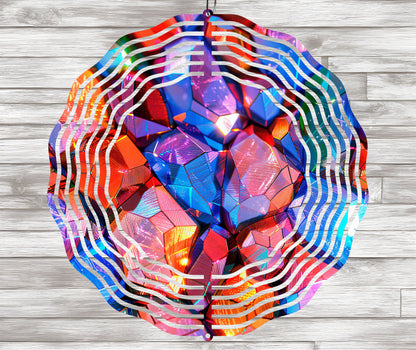 Iridescent Gemstone Wind Spinner Sublimation Design PNG