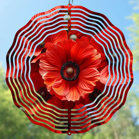 Red Poppy Wind Spinner PNG, Wildflower PNG Wind Spinner Design, Round Sublimation PNG, Flowers Wind Spinner, Poppy Art, Instant Download