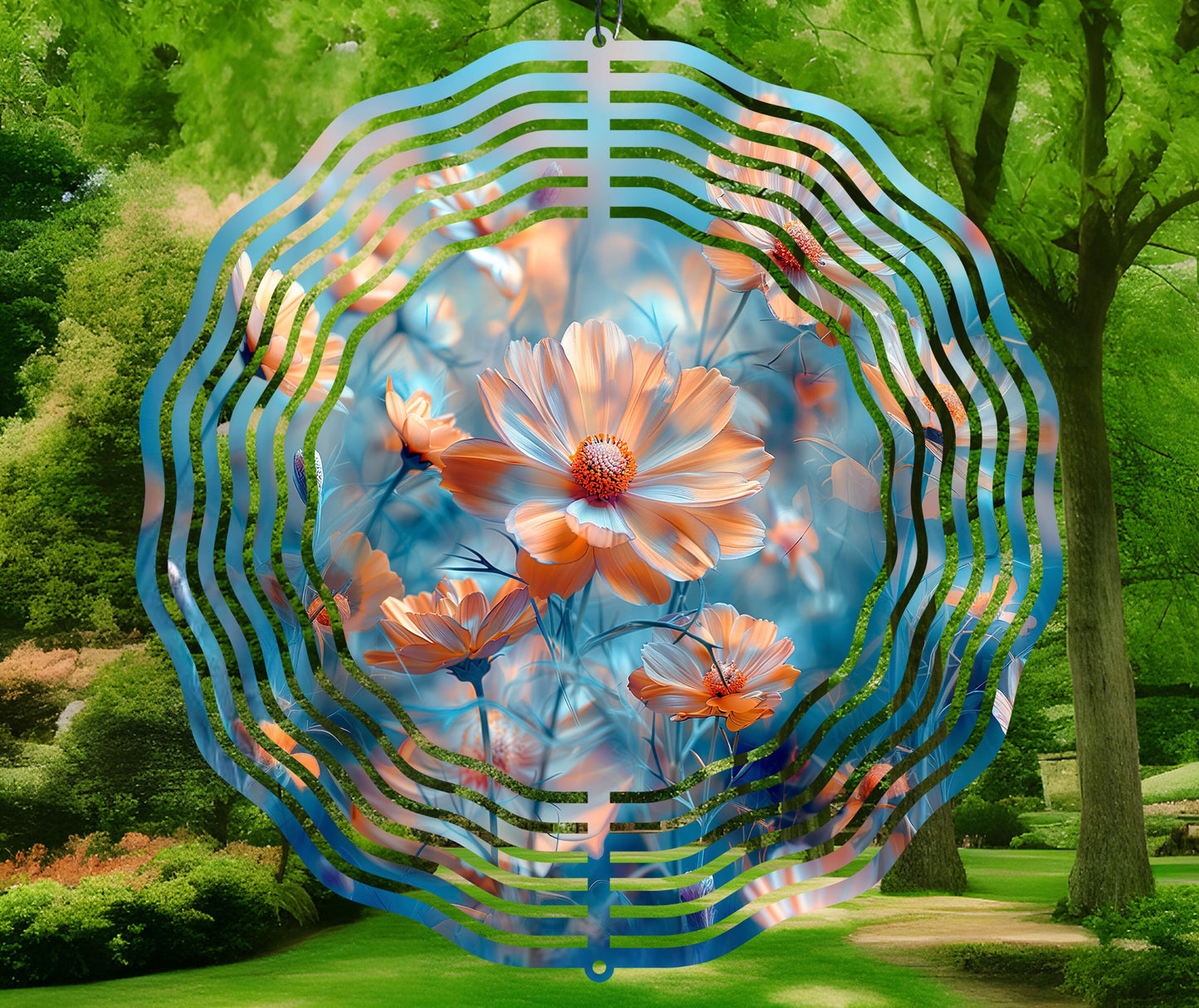 Cosmos Flower Wind Spinner Sublimation Design PNG Download